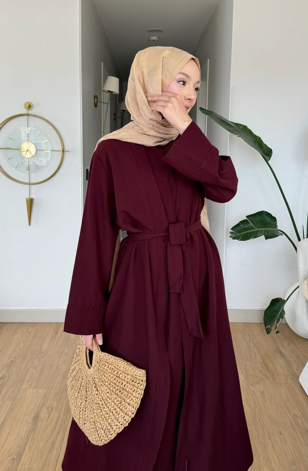 Keten Kimono Takım bordo