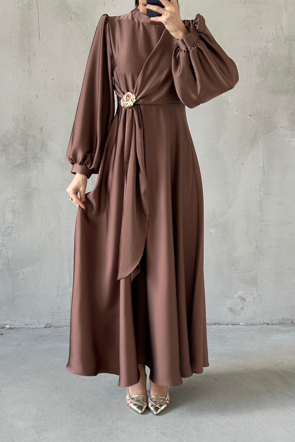 Eslem Saten Abiye kahverengi