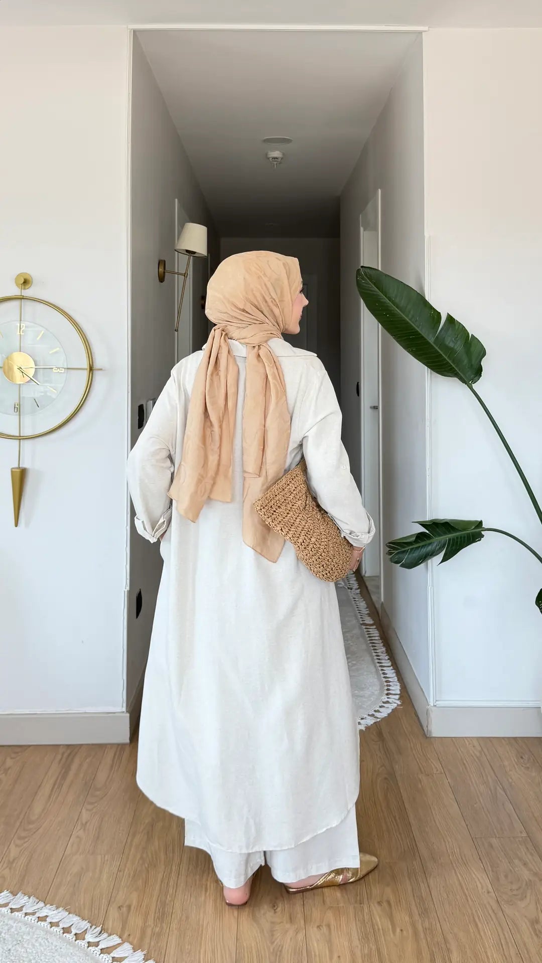 Pamuk keten ikili Takım bej