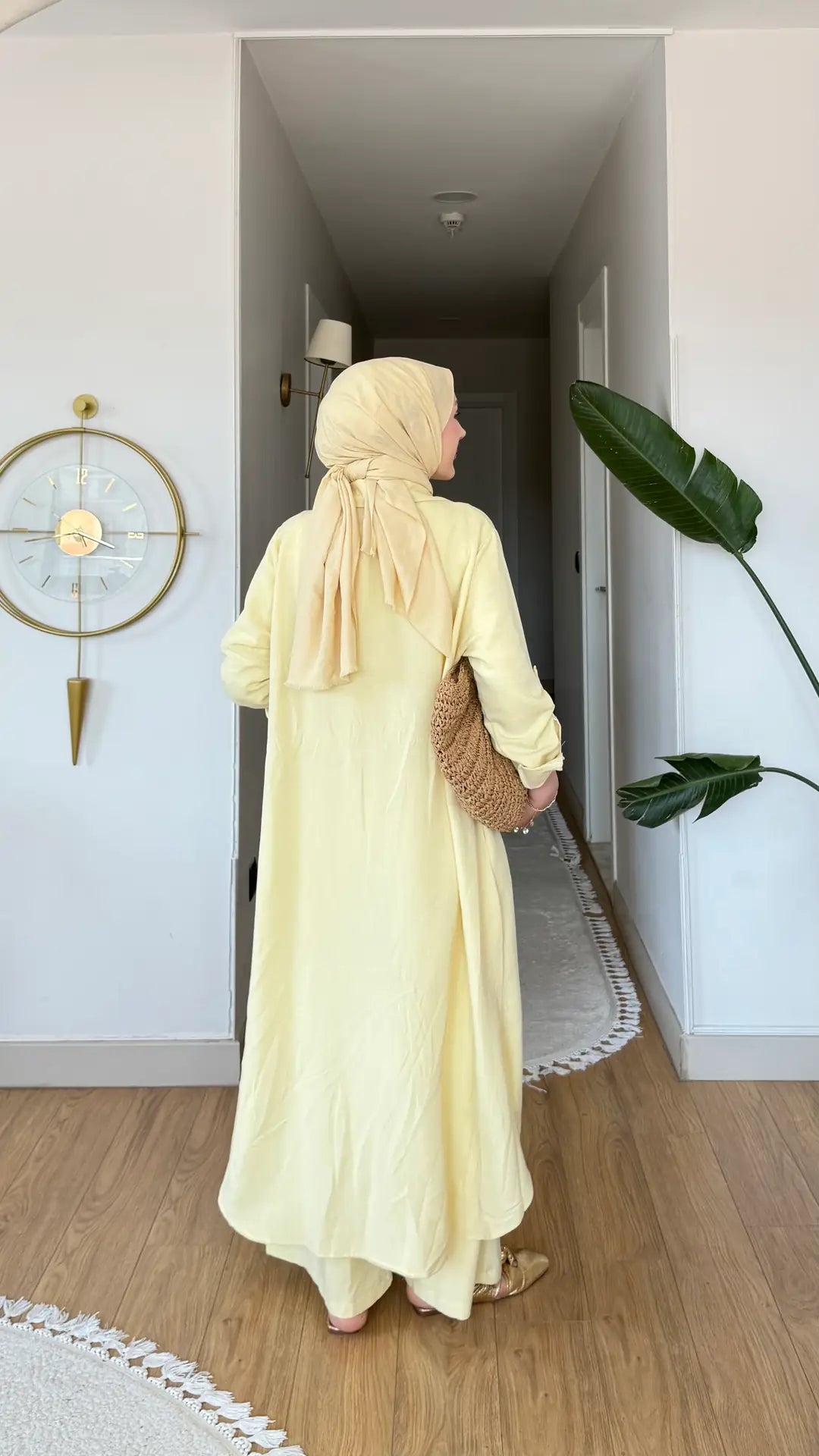Pamuk keten ikili Takım sarı