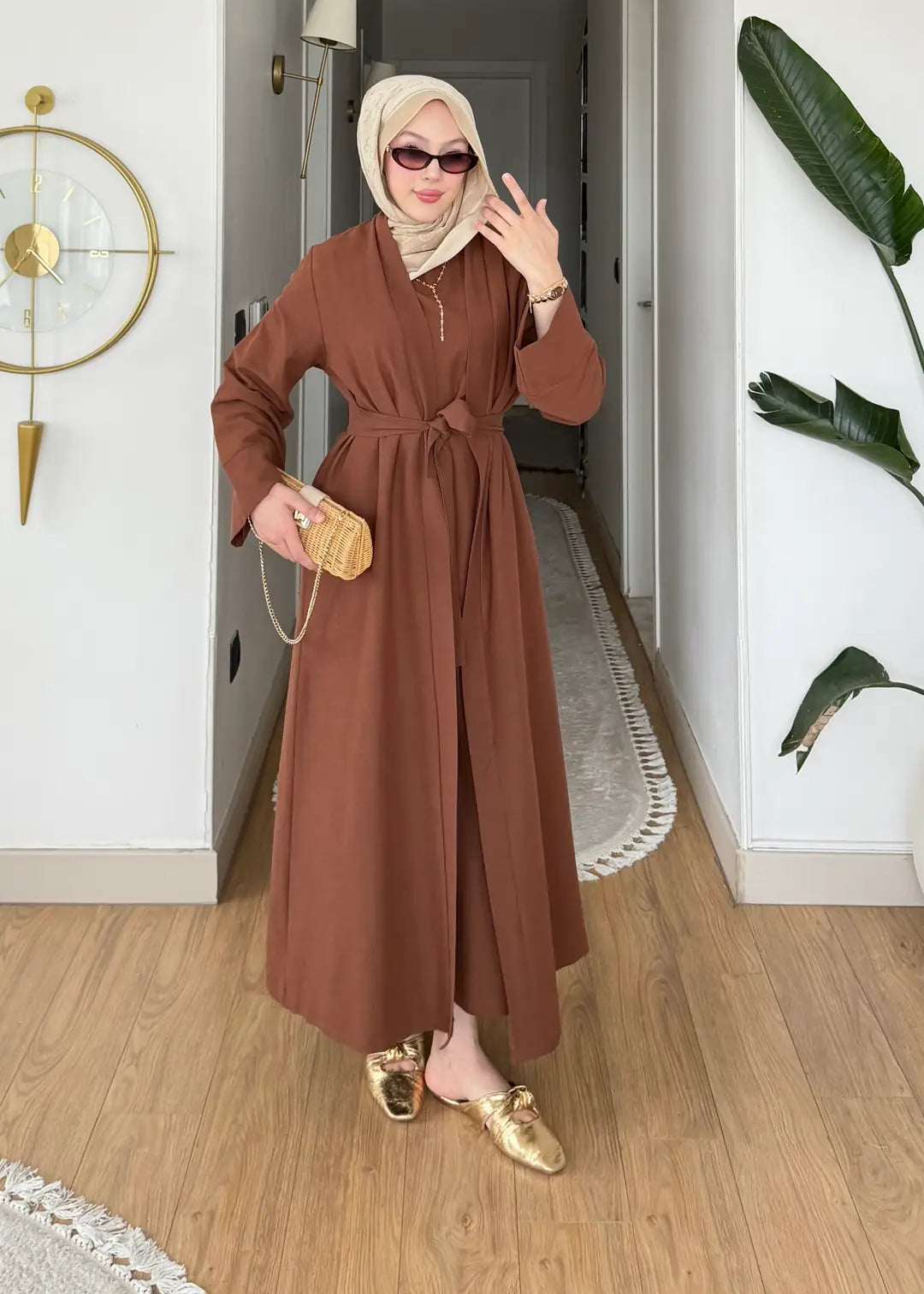 Keten Kimono Takım kahve