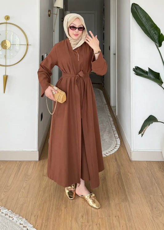 Keten Kimono Takım kahve