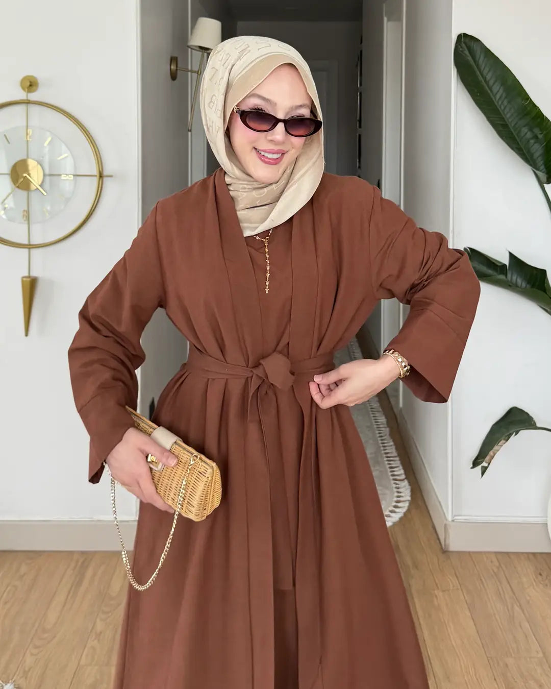 Keten Kimono Takım kahve
