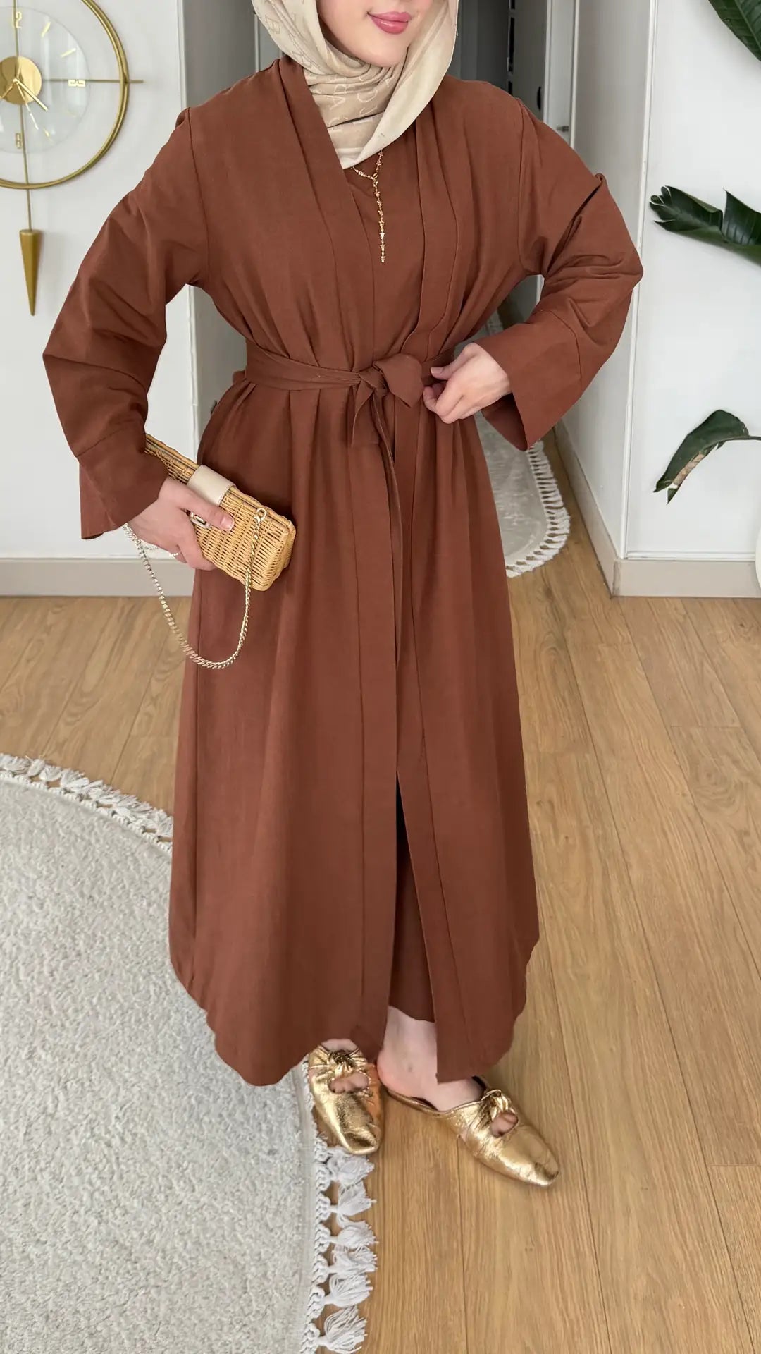 Keten Kimono Takım kahve