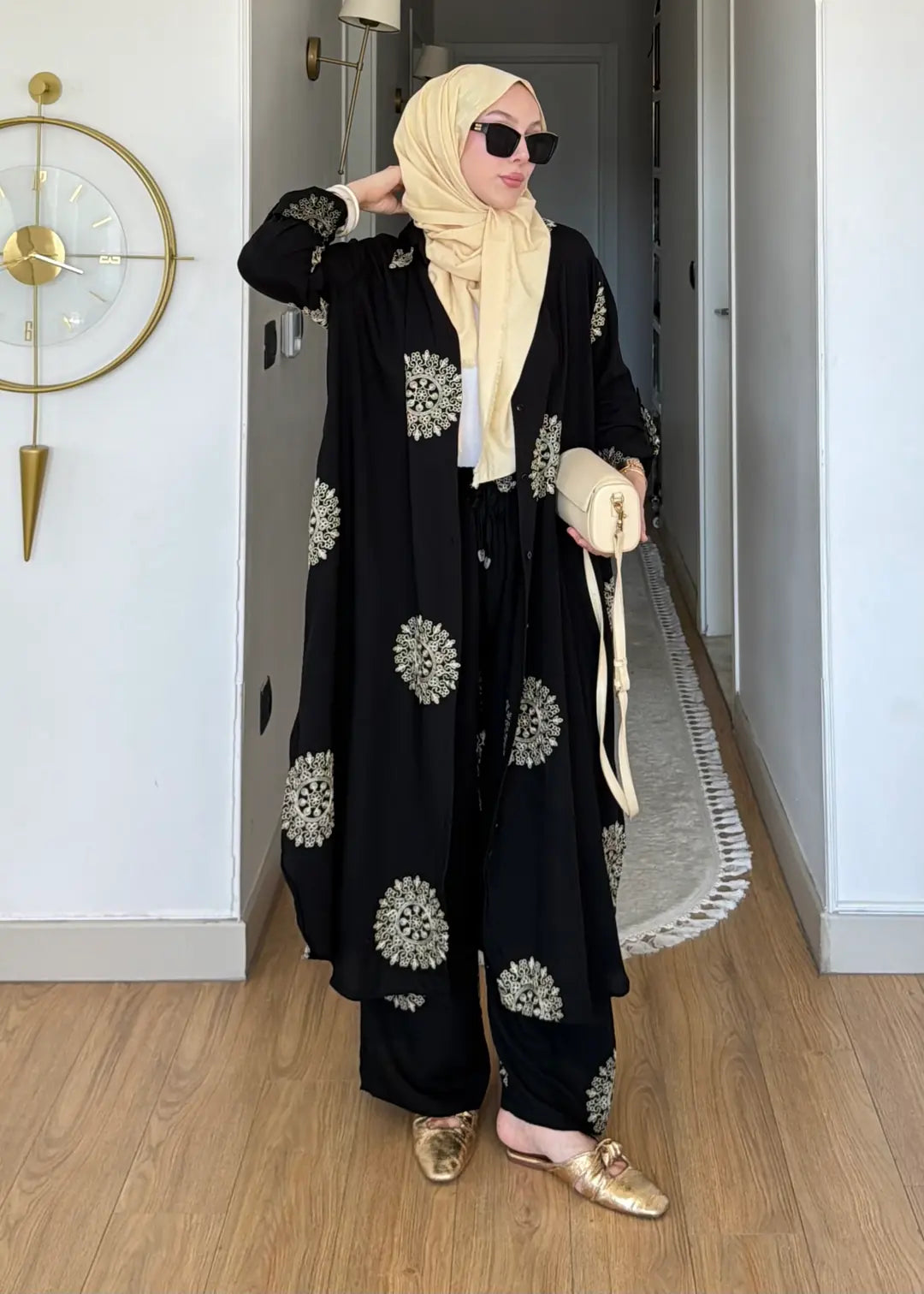 Pamuk Keten ikili Takım siyah