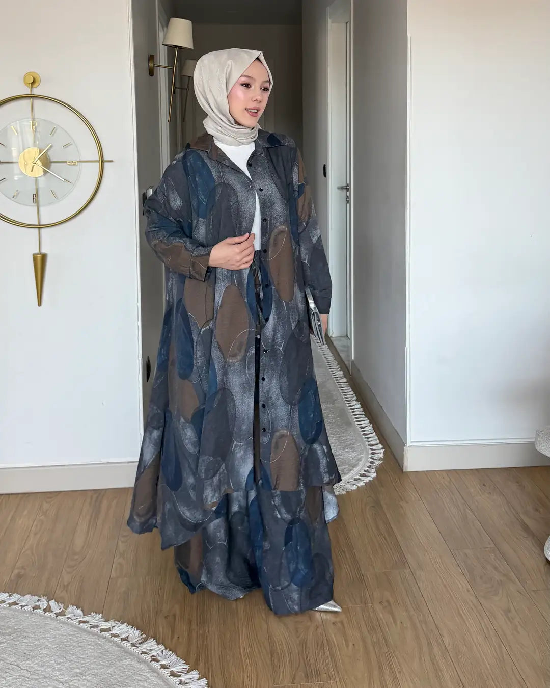 Pamuk Keten ikili Takım indigo