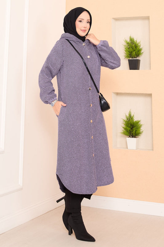 Kapüşon Detaylı Kaşe Kap lila