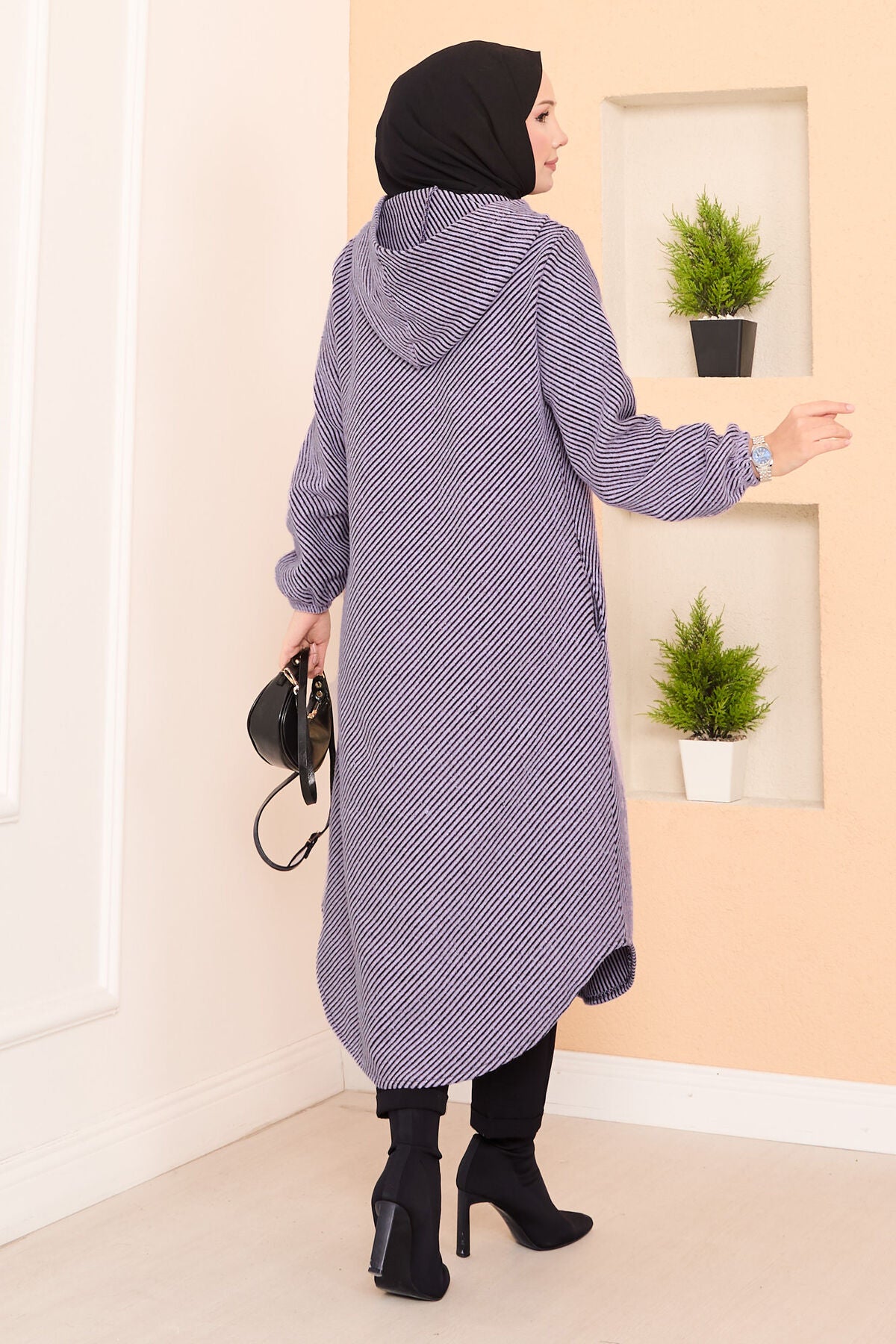 Kapüşon Detaylı Kaşe Kap lila