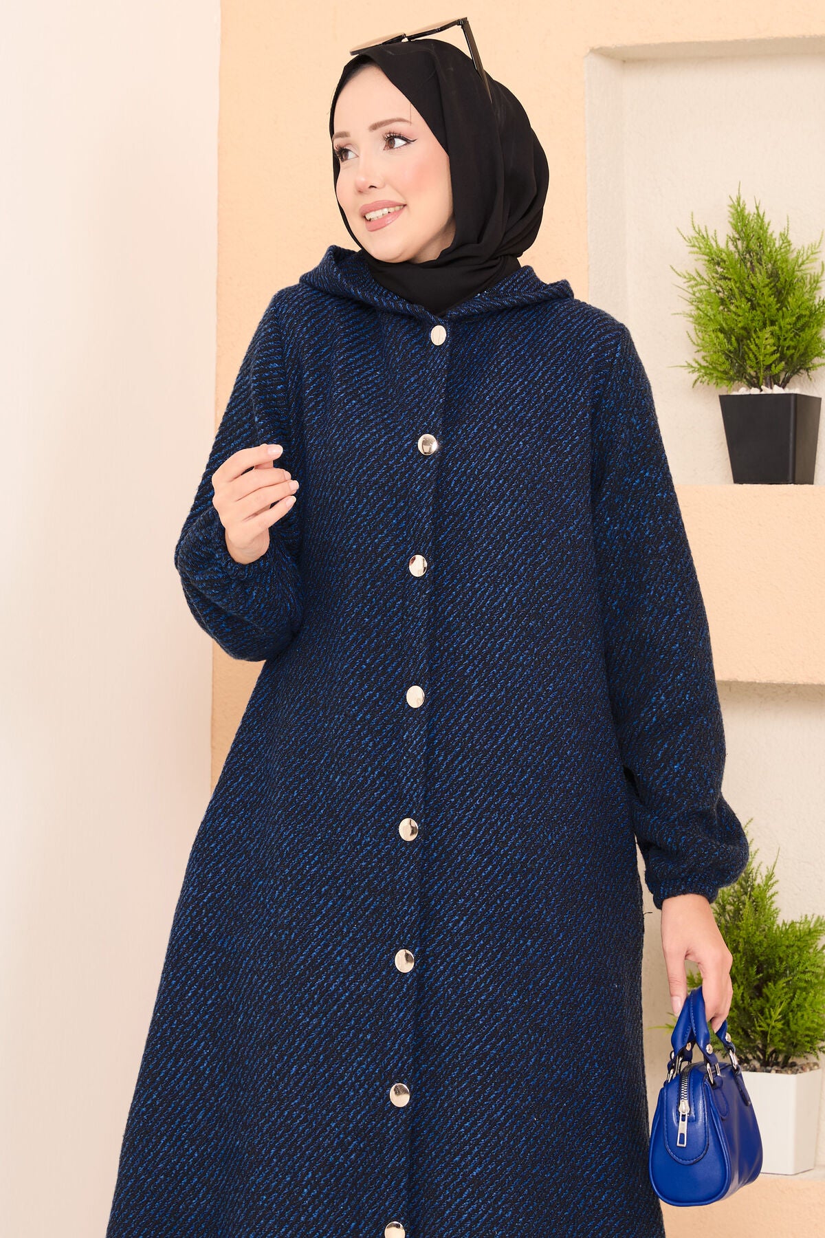 Kapüşon Detaylı Kaşe Kap saks