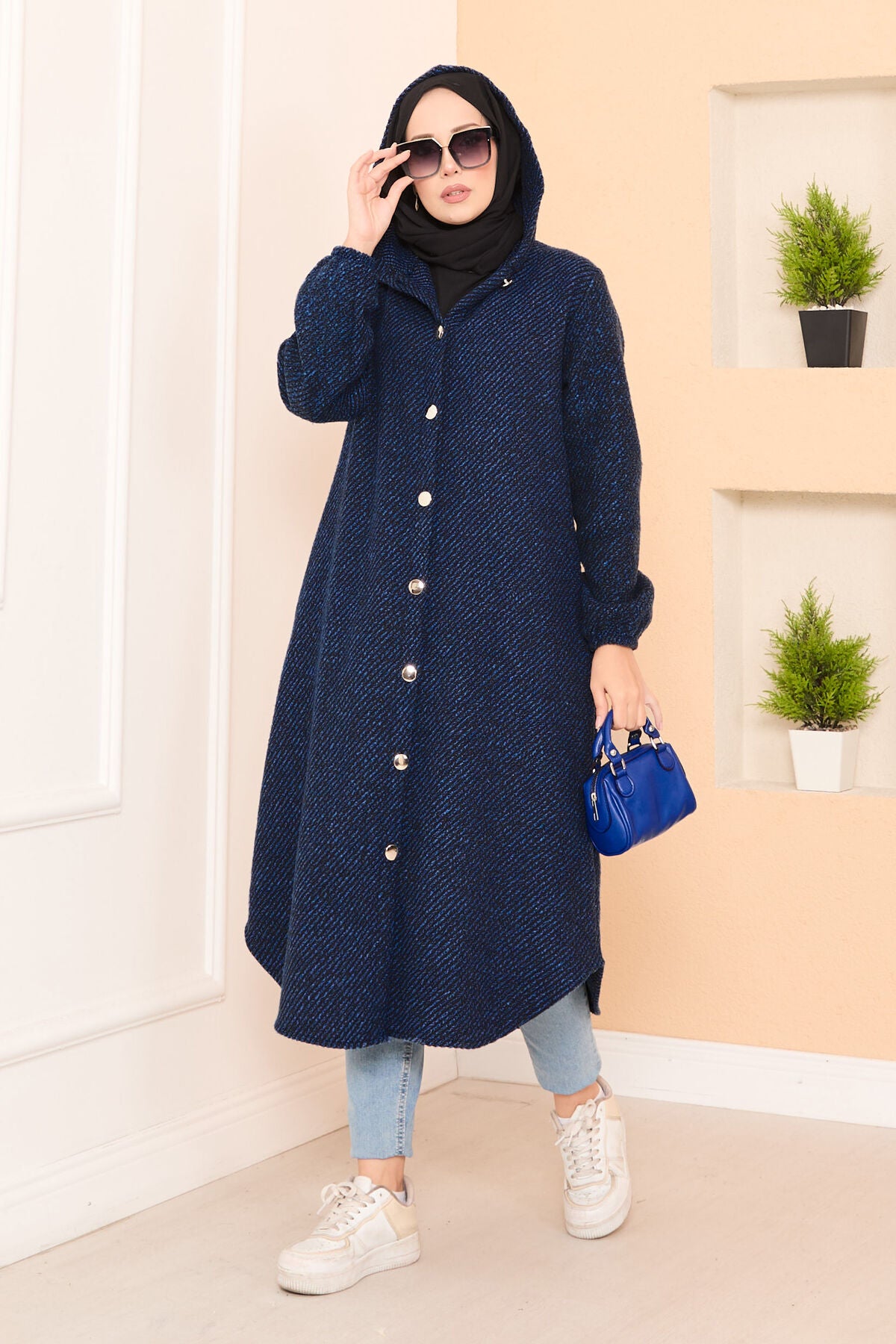 Kapüşon Detaylı Kaşe Kap saks