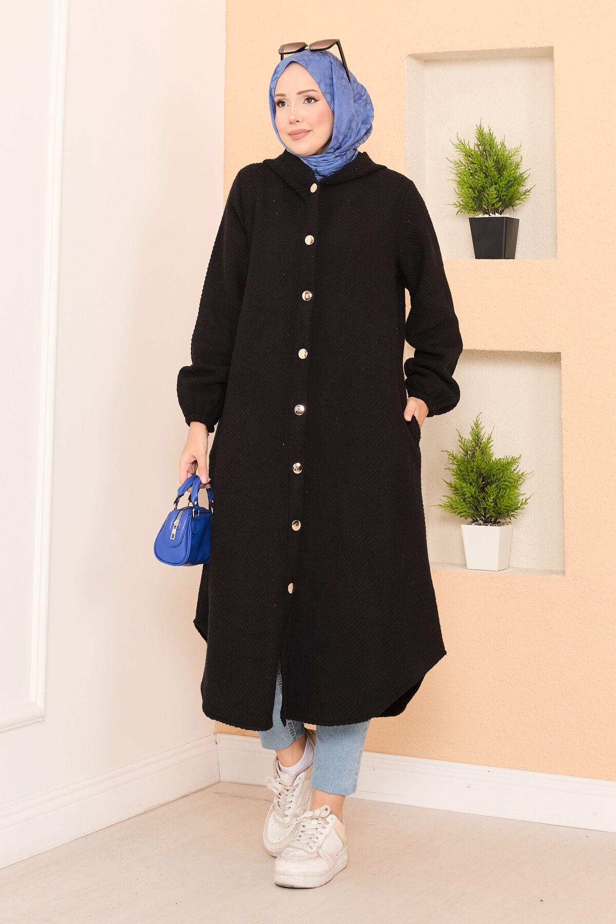 Kapüşon Detaylı ,Kaşe Kap siyah