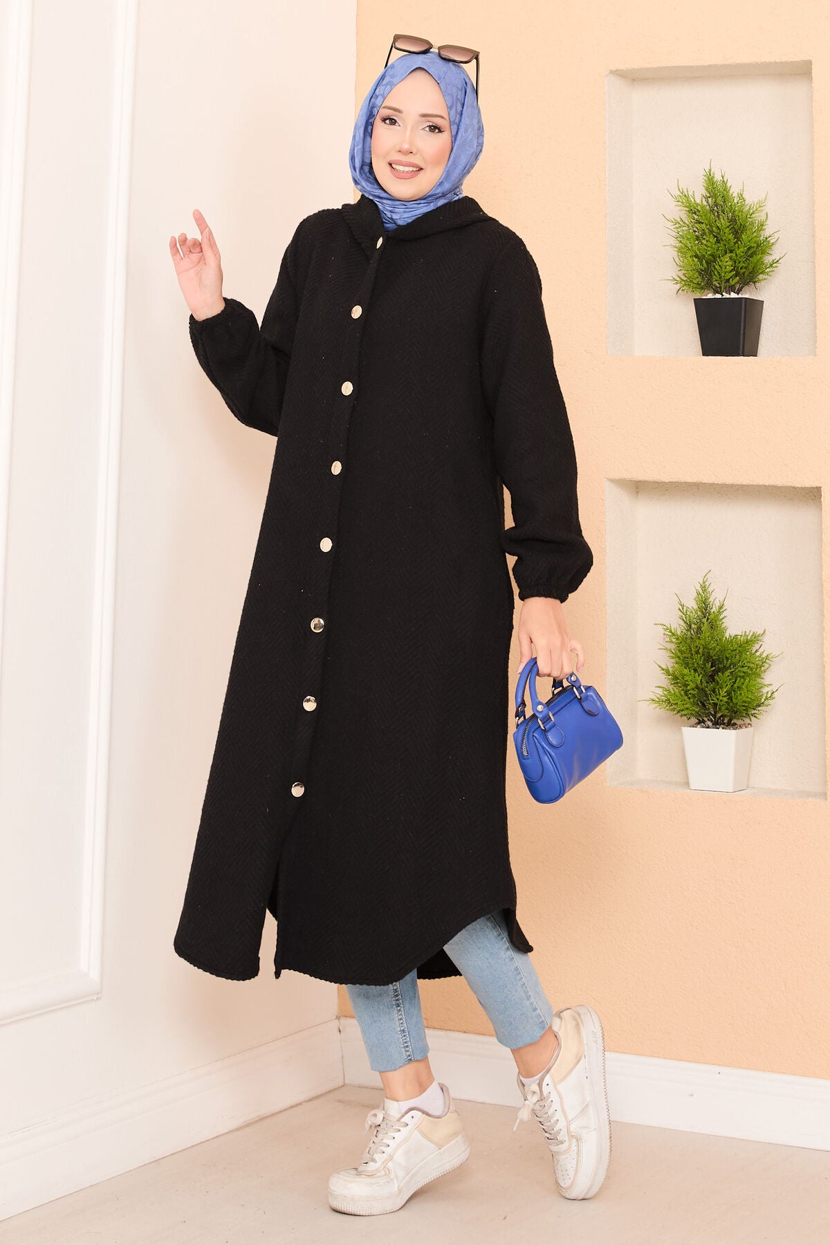 Kapüşon Detaylı ,Kaşe Kap siyah