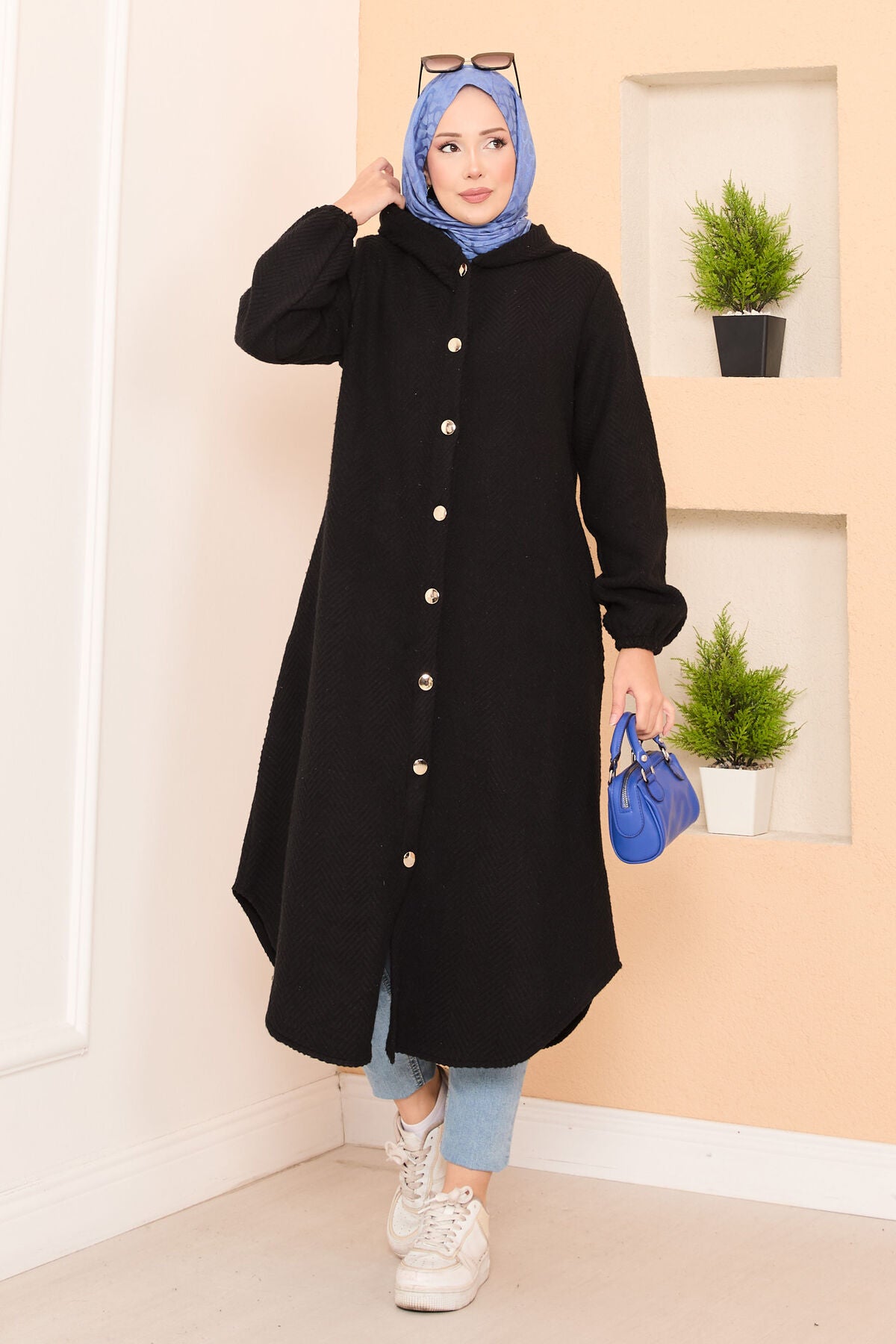 Kapüşon Detaylı ,Kaşe Kap siyah