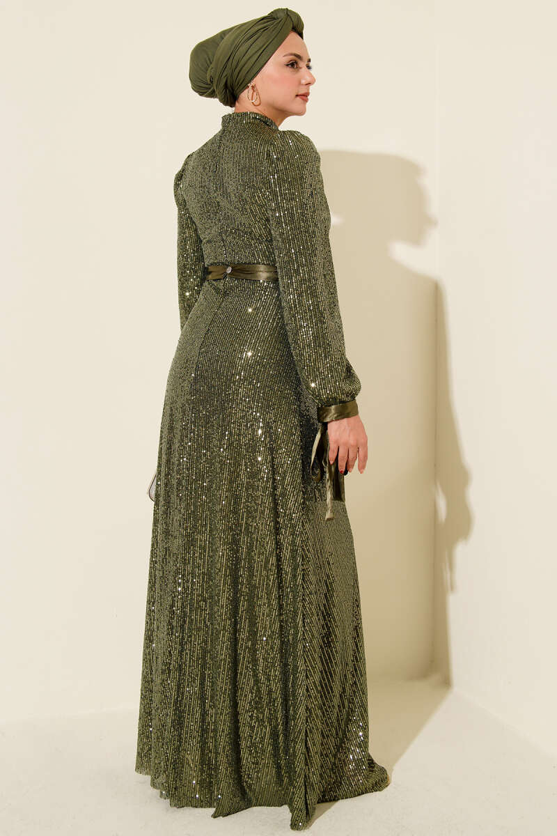 Pul Payet Abiye Elbise haki