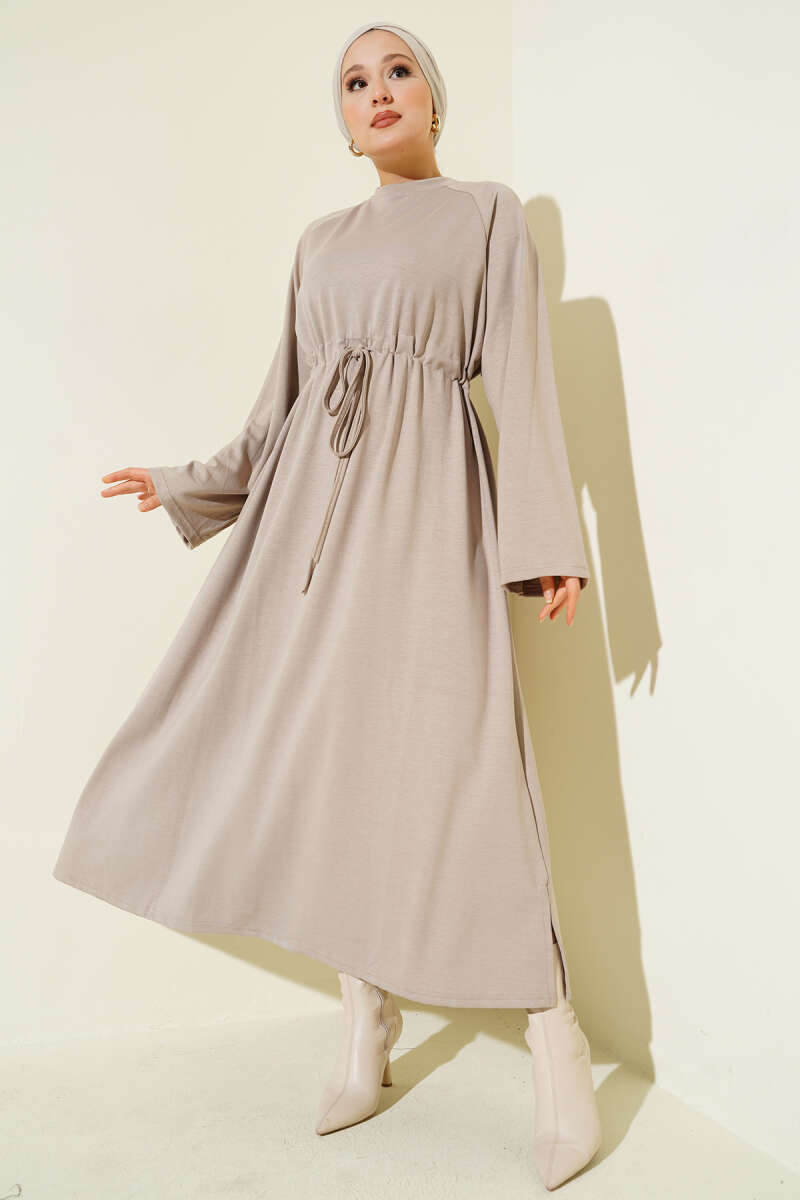 Loyşa Tünel Detaylı Elbise bej