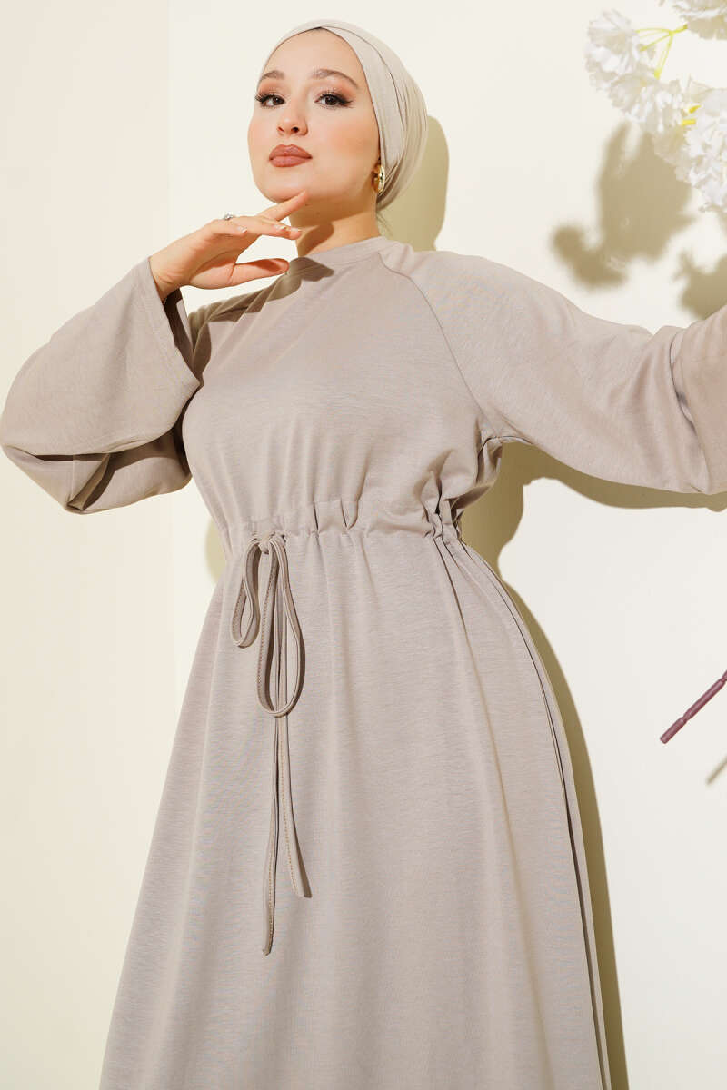 Loyşa Tünel Detaylı Elbise bej