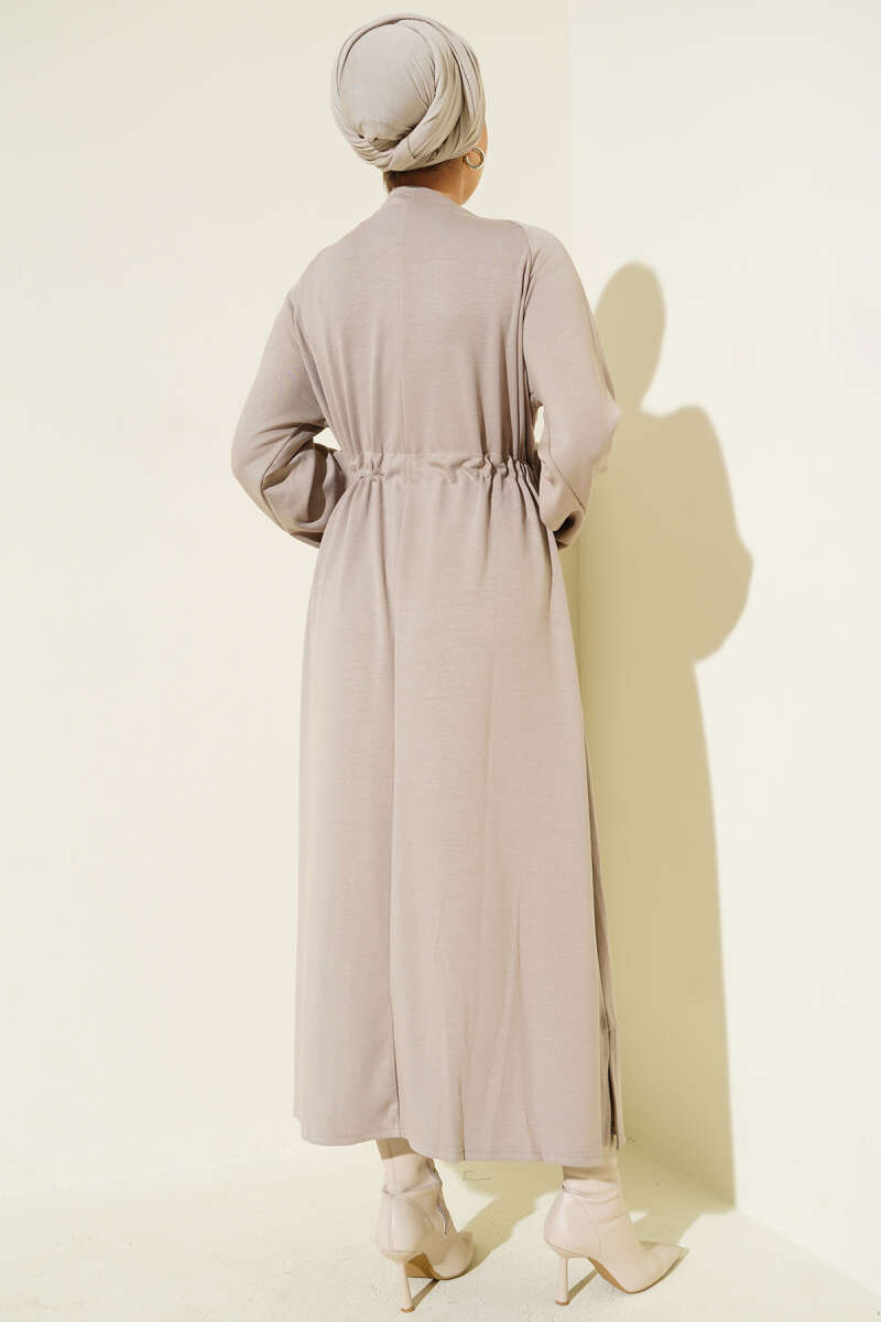 Loyşa Tünel Detaylı Elbise bej