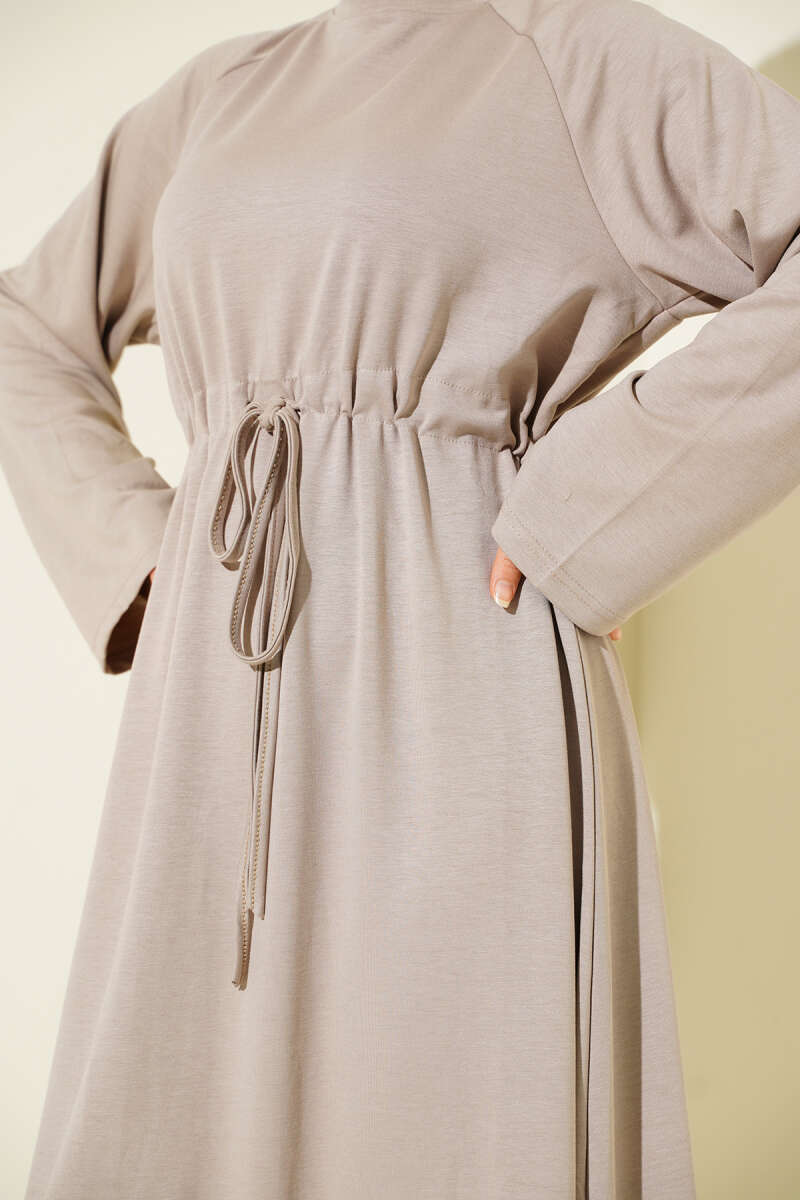 Loyşa Tünel Detaylı Elbise bej