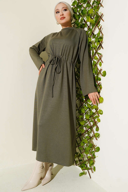 Loyşa Tünel Detaylı Elbise haki