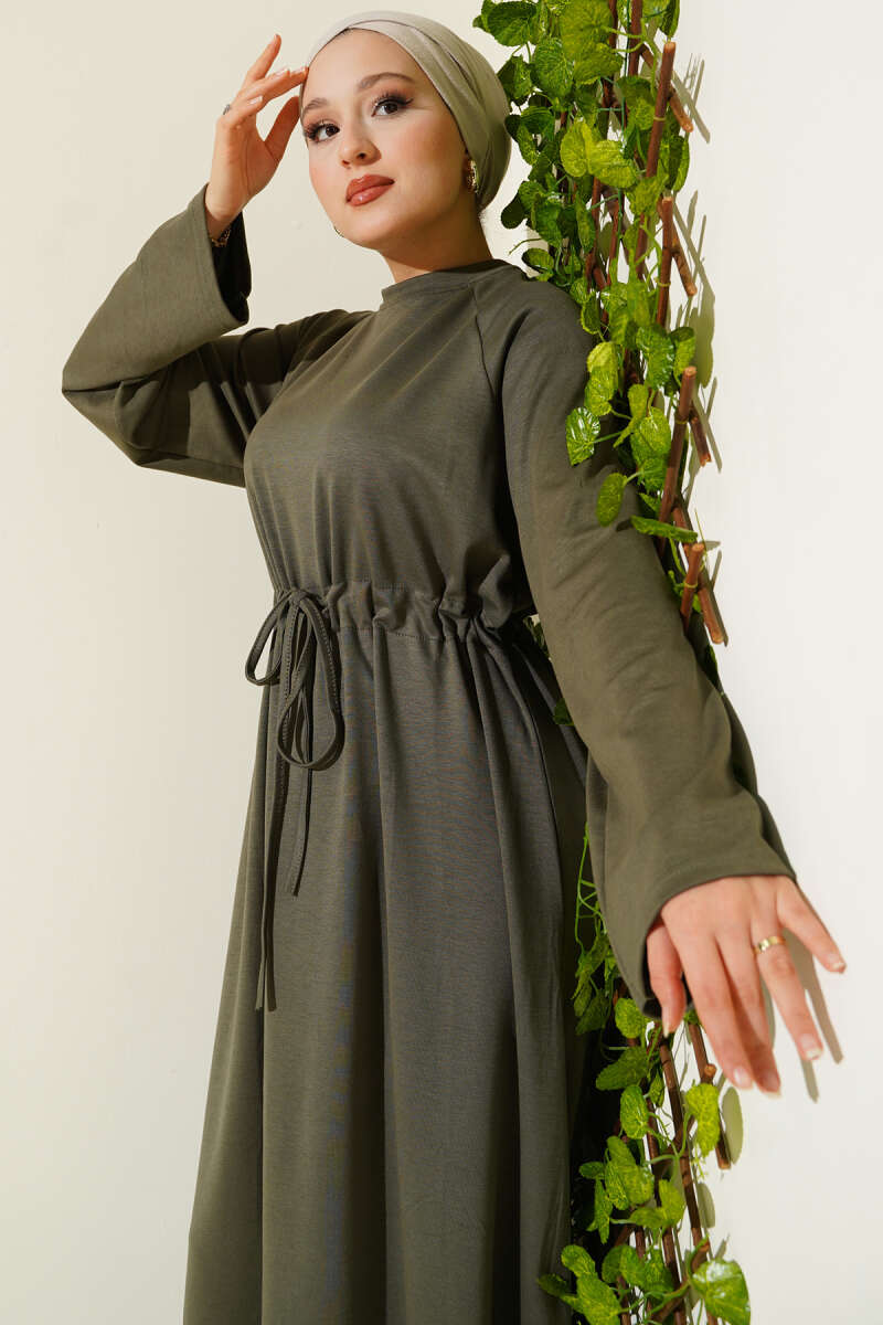 Loyşa Tünel Detaylı Elbise haki