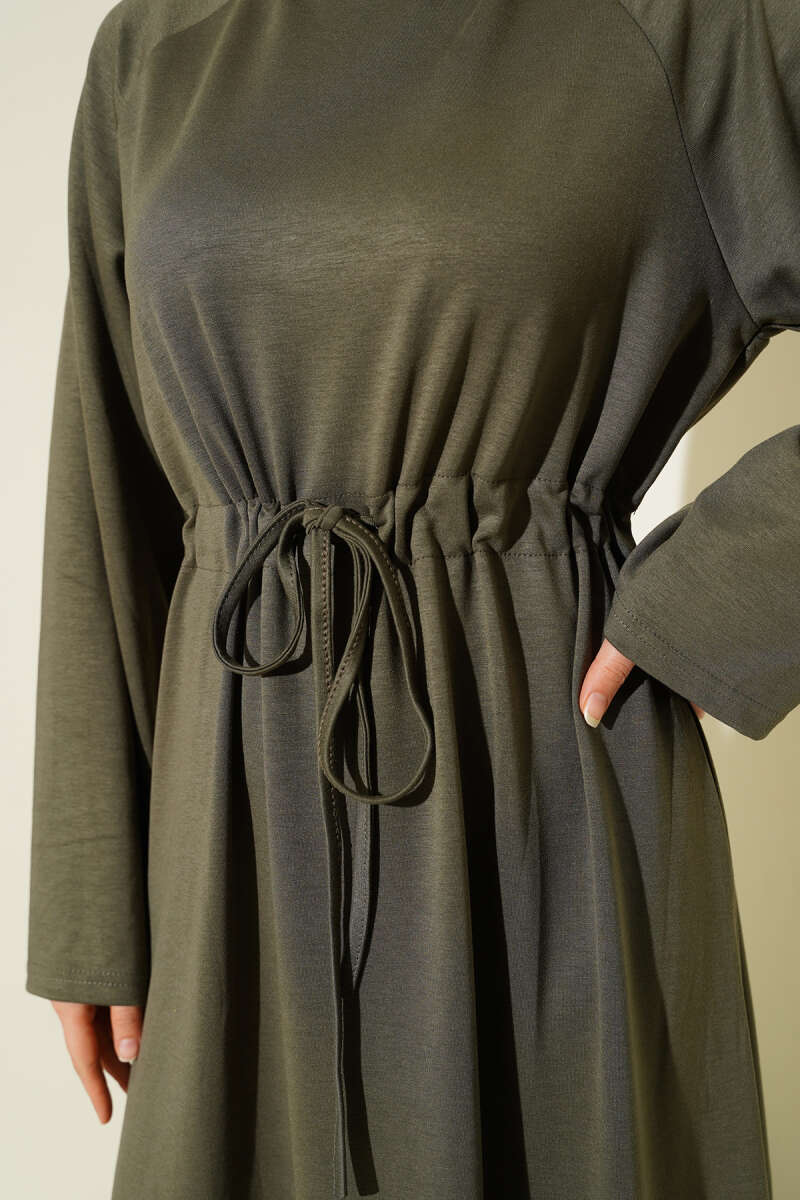 Loyşa Tünel Detaylı Elbise haki