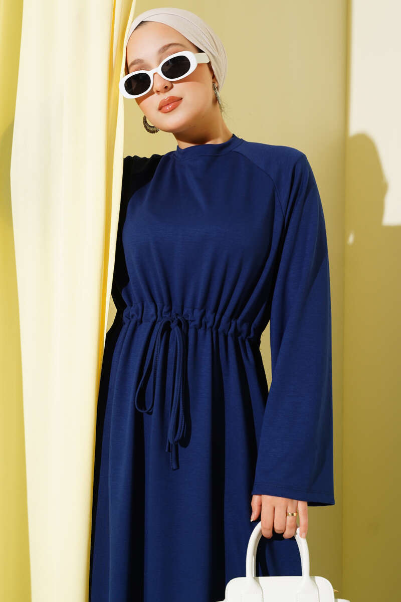 Loyşa Tünel Detaylı Elbise Lacivert