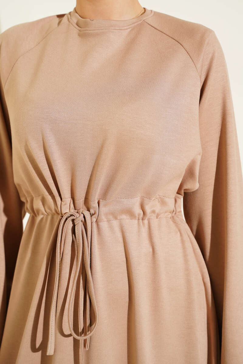 Loyşa Tünel Detaylı Elbise latte