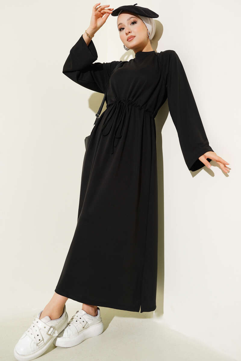 Loyşa Tünel Detaylı Elbise siyah