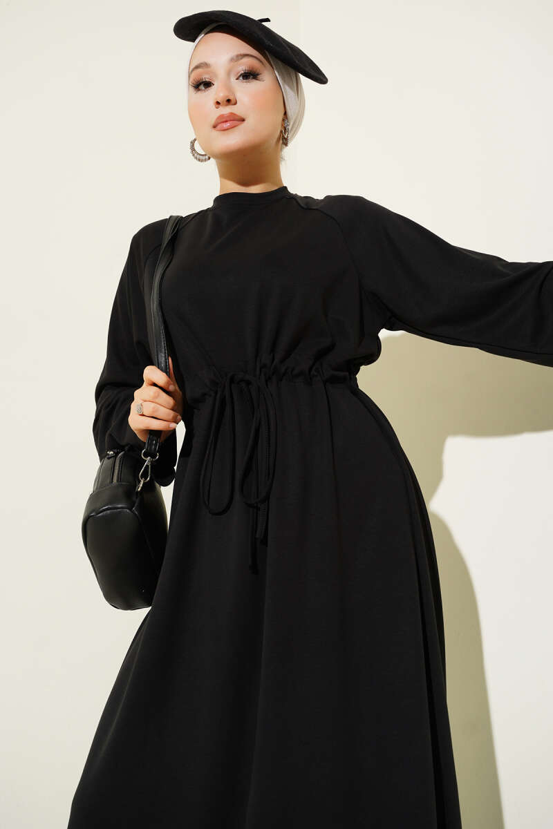 Loyşa Tünel Detaylı Elbise siyah