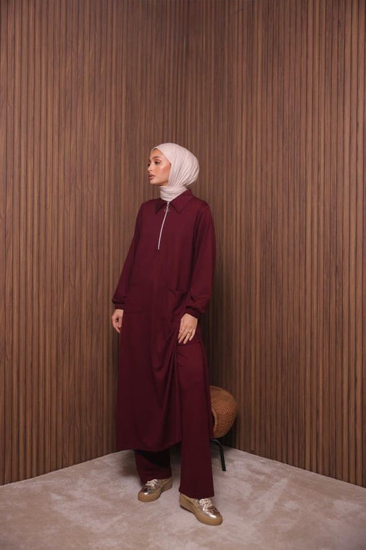 Loysha Uzun İkili Takım bordo