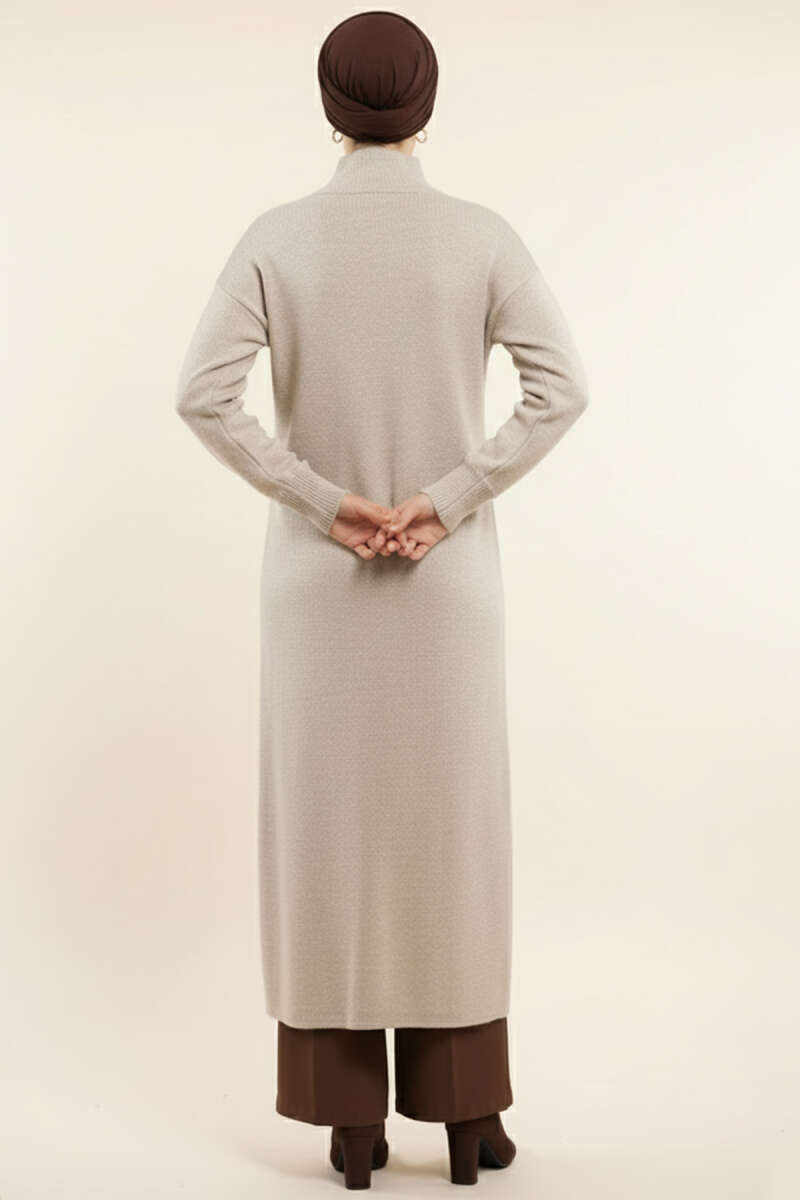 Metal Gold Düğmeli Uzun Triko Hırka taş