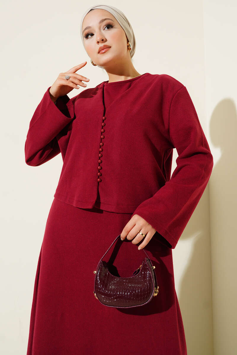 Mini Önü Düğmeli Elbise kırmızı