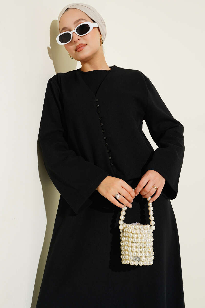 Mini Önü Düğmeli Elbise antrasit