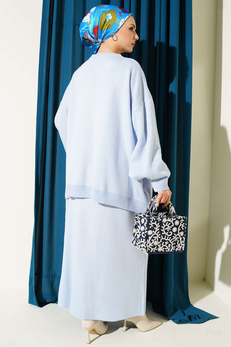 Oversize Tunik Etekli Triko İkili Takım bébé mavi