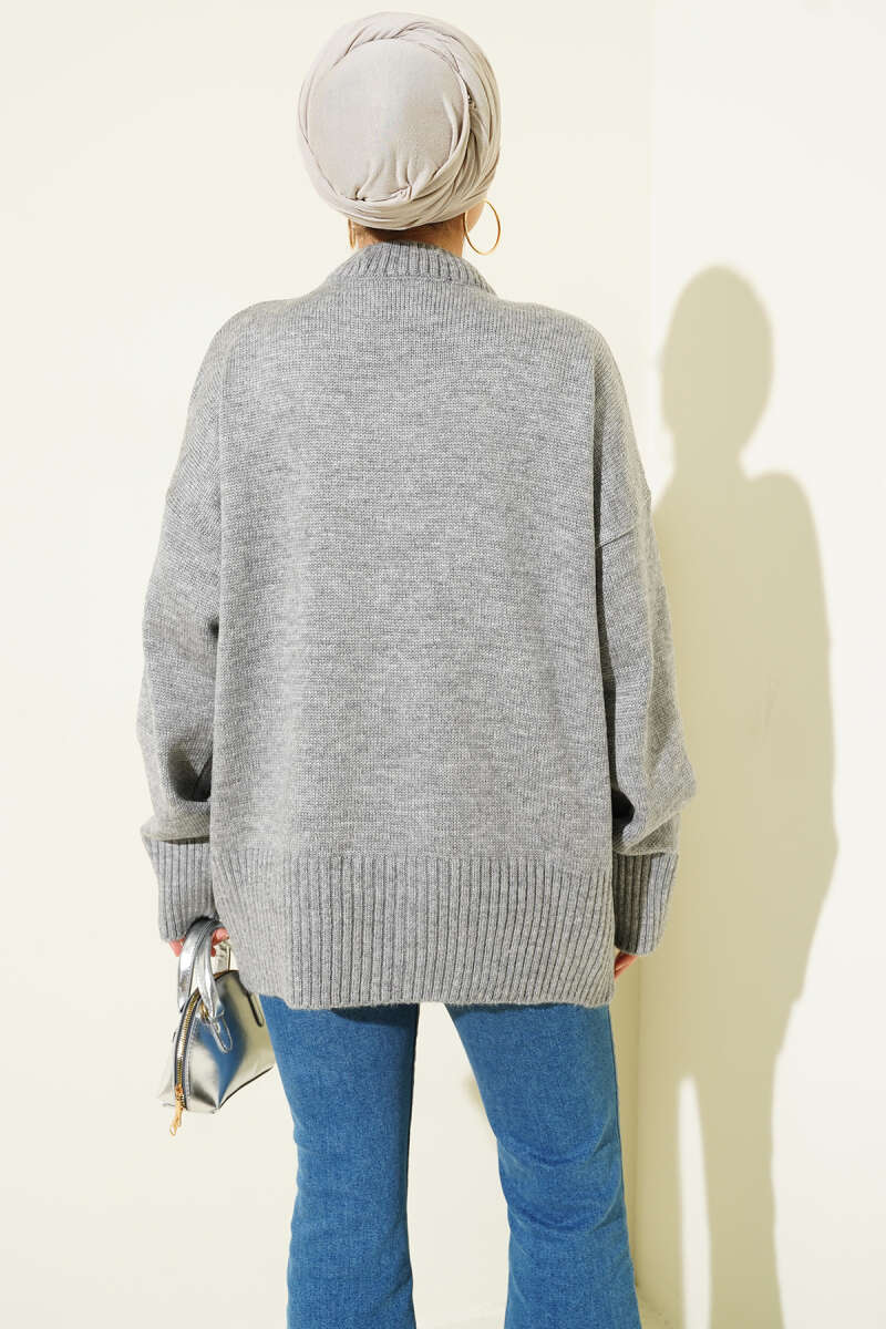 Tunique en tricot à effet ruban gris