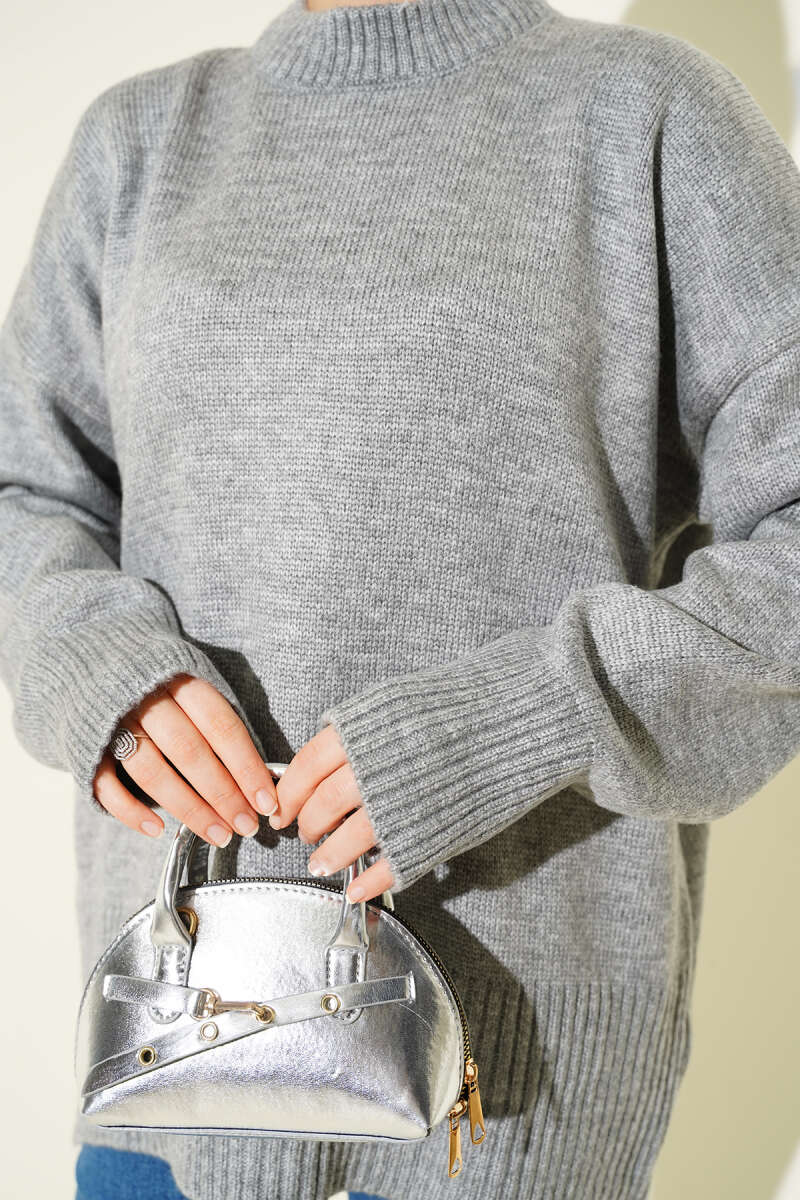 Tunique en tricot à effet ruban gris