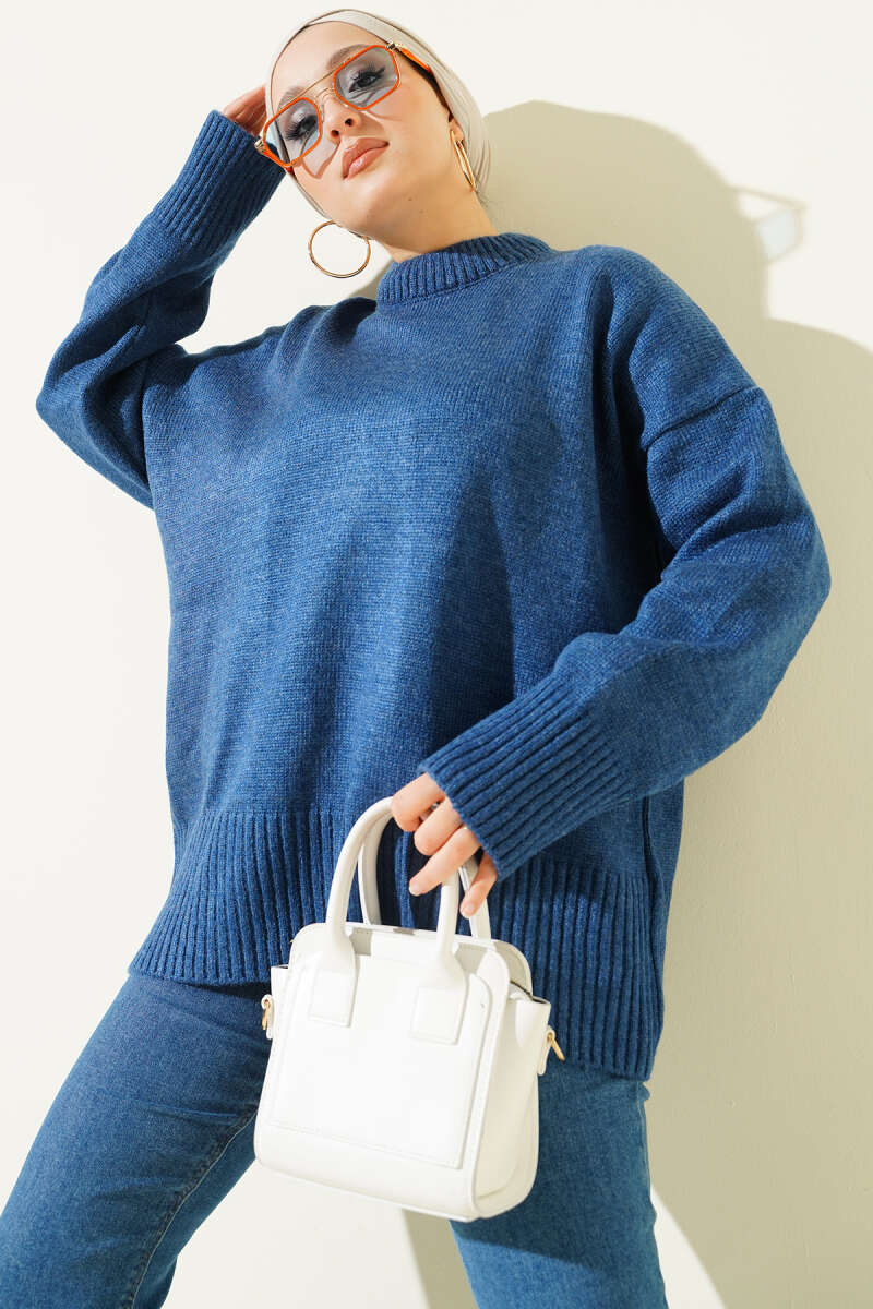 Tunique en tricot à motif ruban bleu