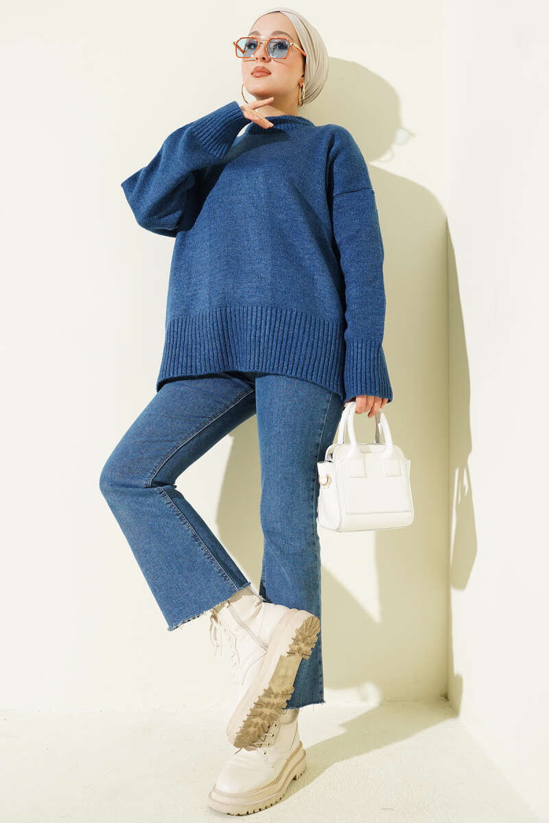 Tunique en tricot à motif ruban bleu