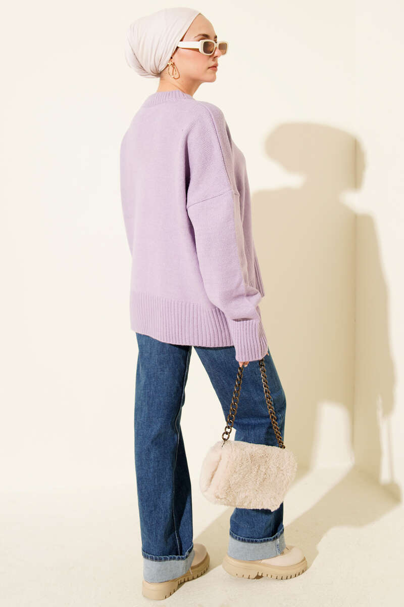 Tunique en tricot à motif ruban lilas