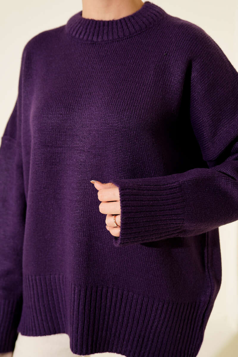 Tunique en tricot à motif ruban violet