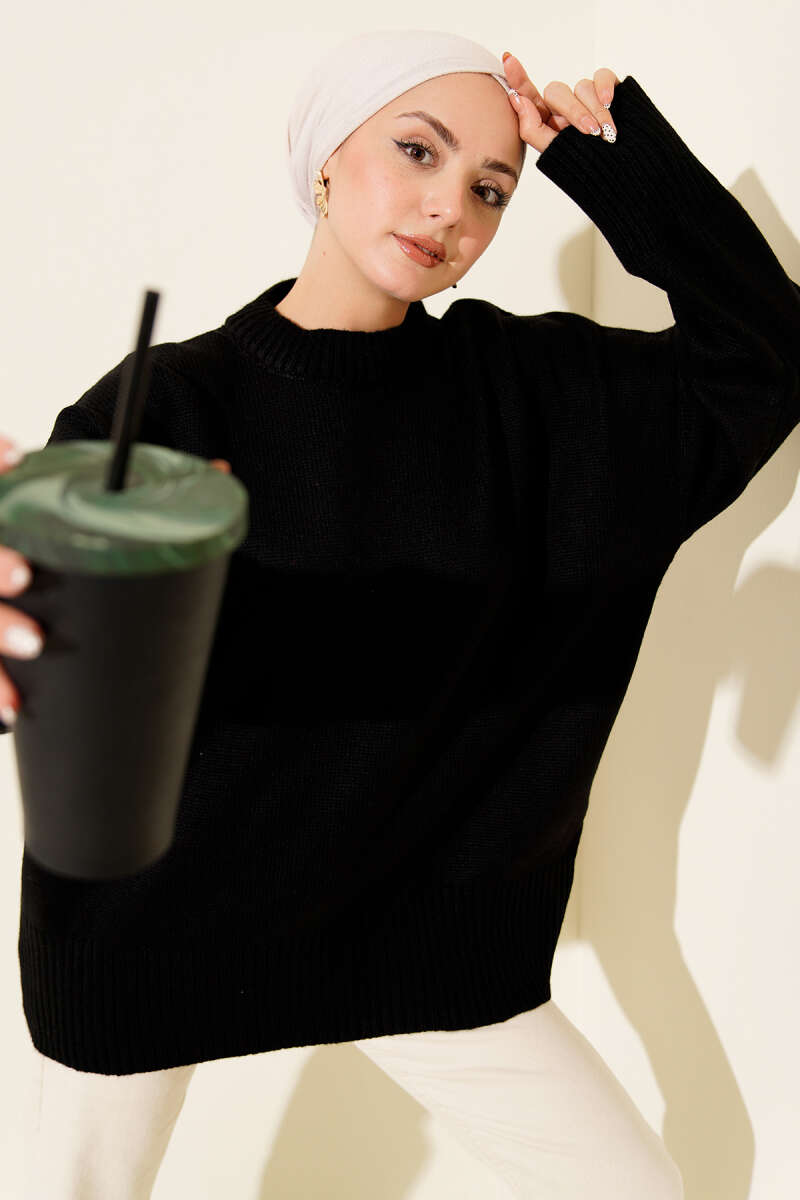 Tunique en tricot à motif ruban noir