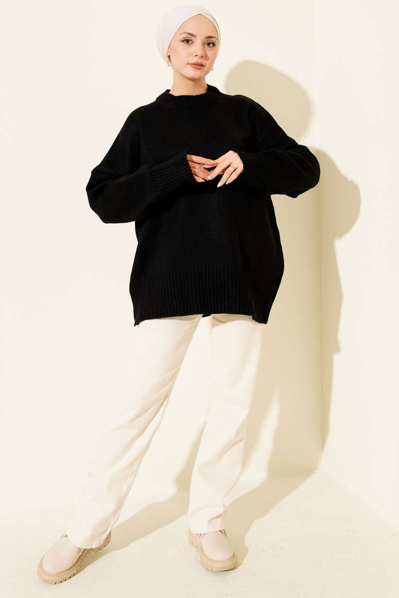 Tunique en tricot à motif ruban noir