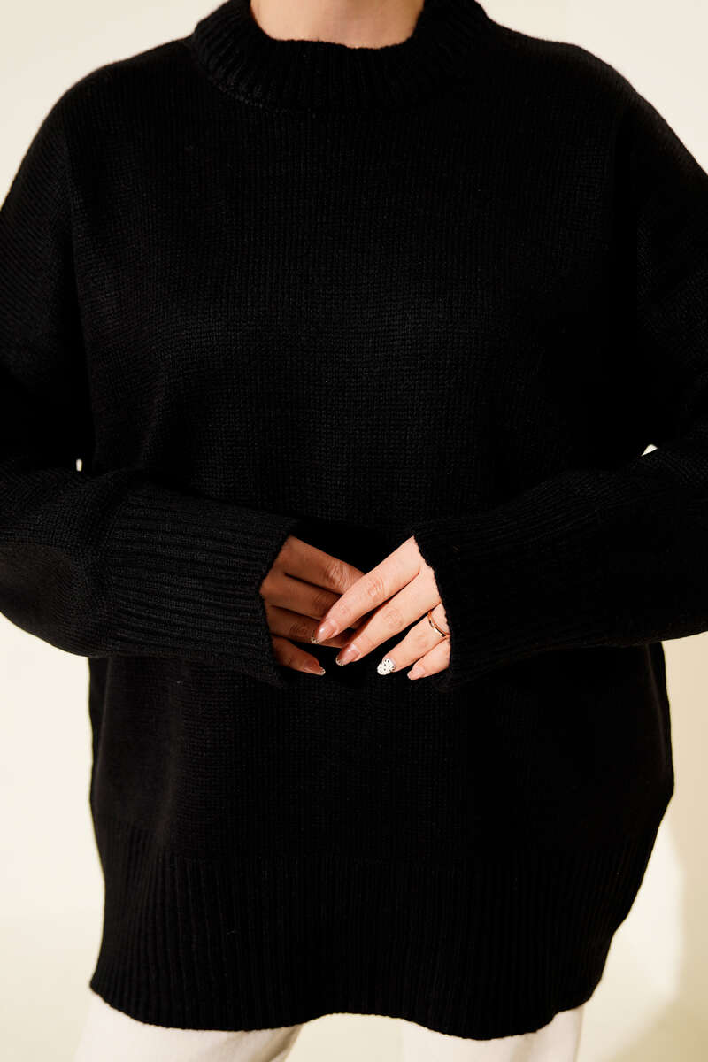 Tunique en tricot à motif ruban noir