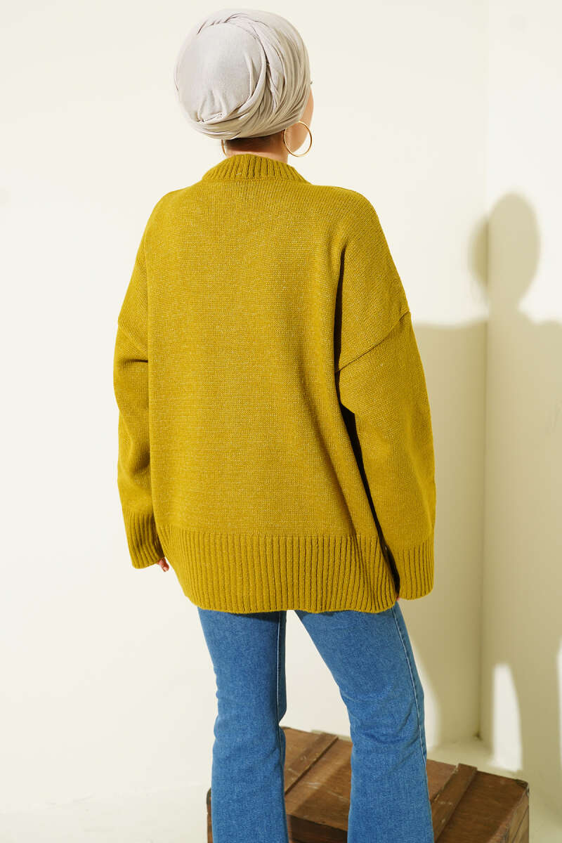 Tunique en tricot à motif ruban vert olive