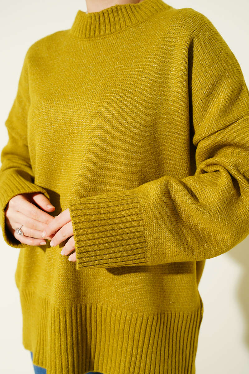 Tunique en tricot à motif ruban vert olive