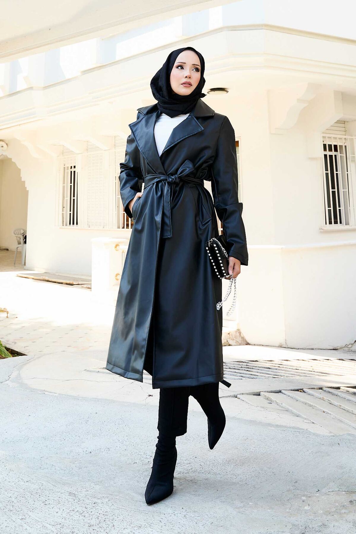 Seyyar Kuşaklı Deri Kap Siyah