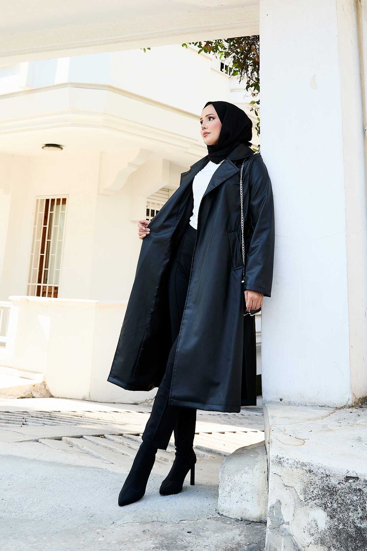 Seyyar Kuşaklı Deri Kap Siyah