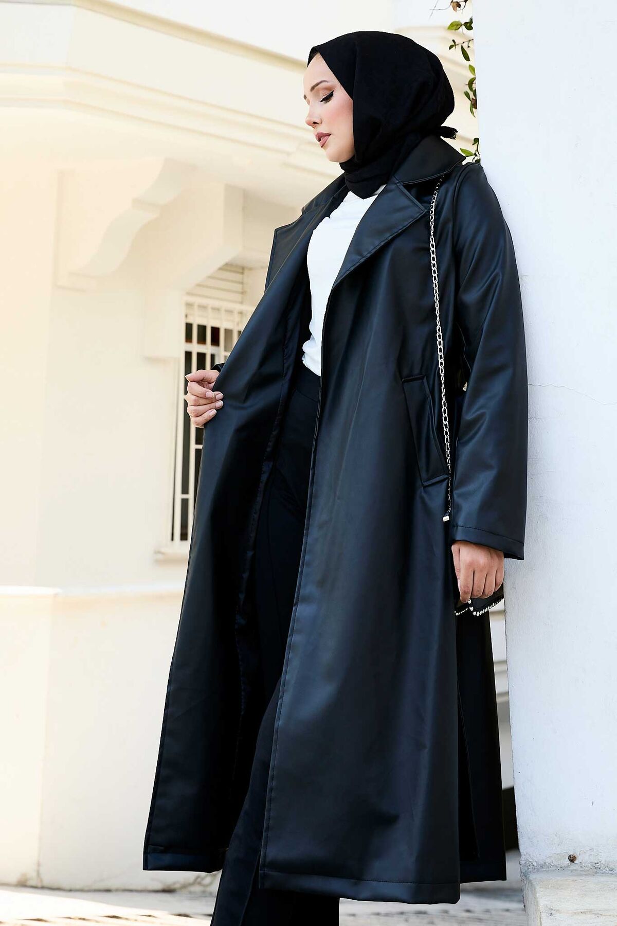 Seyyar Kuşaklı Deri Kap Siyah