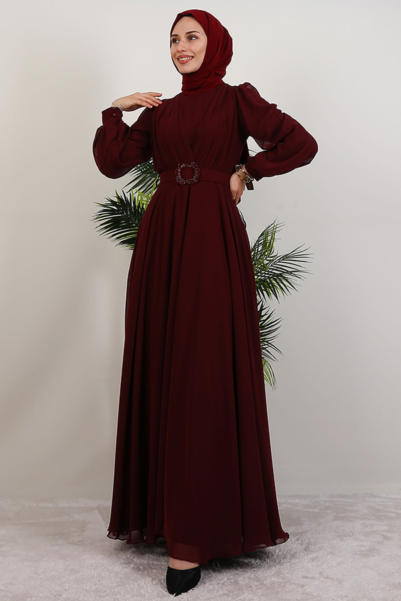 Şifon Abiye bordo