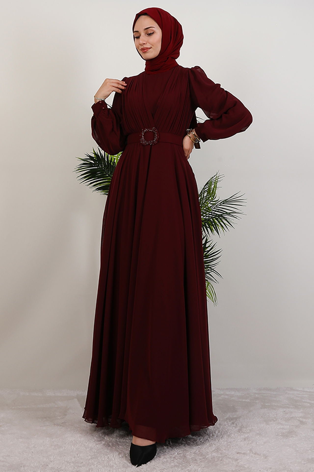 Şifon Abiye bordo